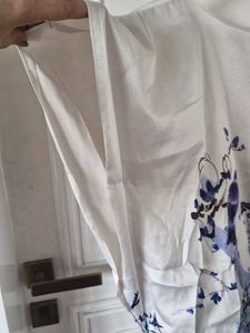 White Bird Print Kaftan Dress