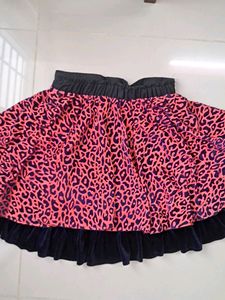 Leopard Print, Velvet, Pink Mini Skirt For Girls