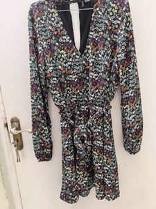 Chic Floral Print Long Sleeve Dress