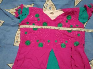 Elegant Pink &amp; Teal Kurta Set