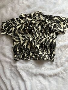 Leaf Print Short Sleeve Shirt