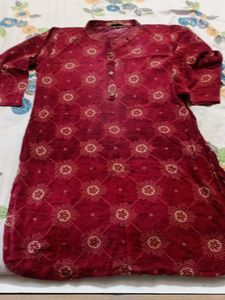 Maroon Printed Kurta
