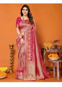 Stunning Pink & Gold Silk Saree