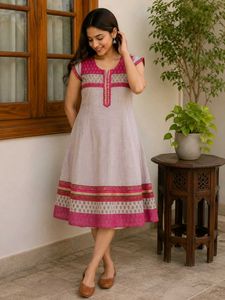 Beautiful Pink & Grey Kurta