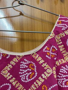 Stylish Pink Bandhani Kurta