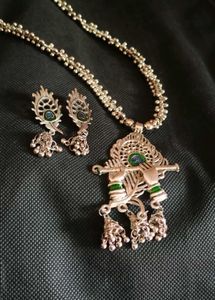 Silver Krishna Necklace Set