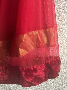 2.5 Meter Full Net Dupatta With Velvet Desig Borde