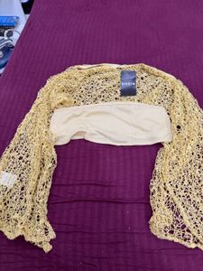 Shein Stylish Gold Lace Blouse