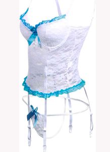 Very Beautiful Net Sexy White Blue Lace Corset