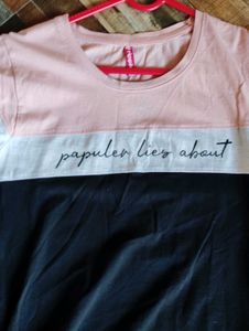 Color Block T-Shirt with Slogan