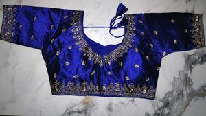 Royal Blue Heavy Gold work Blouse