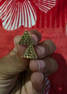 Sparkling Triangle Stud Earrings