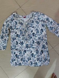 Blue Floral Print Kurta