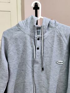 💥BUY1GET1💥 imported gray hooded sweatshirt with a button placket