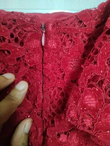 Red Lace Off-Shoulder Dress...