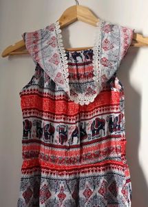 Boho Off-Shoulder Elephant Print Dress