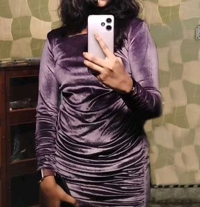 Velvet Ruched Bodycon Dress