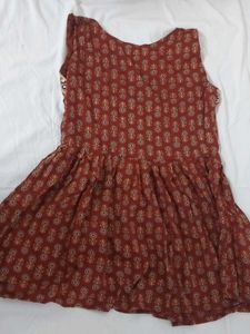 Beautiful Red Printed Kurti and jeans