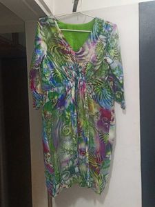 Vibrant Floral Print V-Neck Dress