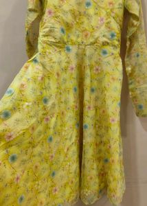 Beautiful Yellow Floral pure organza Ethnic Gown