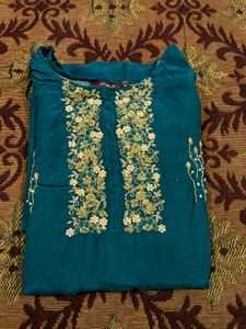 peacock green colour kurta for women