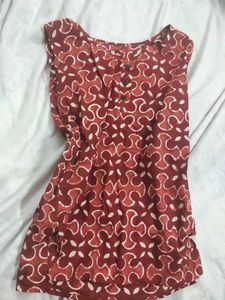 Maroon Printed Cotton Kurti