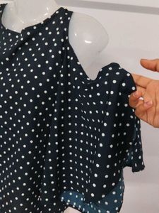 Chic Polka Dot Cold Shoulder Top
