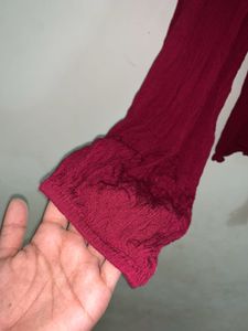 maroon embroidered  Top