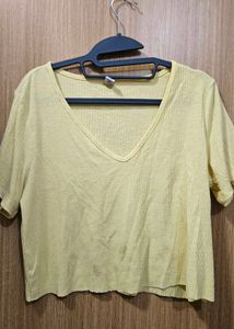 Yellow V-Neck Crop Top