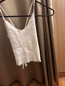 Urbanic White Ribbed Knit Cropped Tank Top