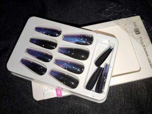 Blue Sparkling Ombre Coffin Press-On Nails