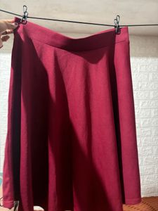 Maroon A-line Skirt