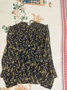Formal Floral Smocked High Neck Blouse