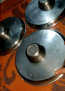 Set of 3 Stainless Steel Thali Plates with Bowls