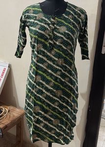 Green Striped Ethnic Kurta