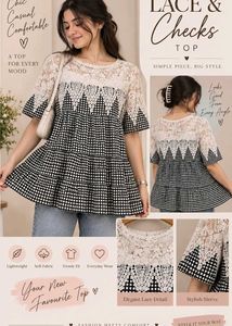 Chic Lace & Checks Tiered Top