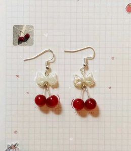 Cute Cherry Bow Dangle Earrings