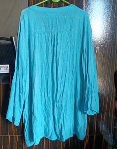 Plus Size Avella Blue Pleated V-Neck Tunic Top