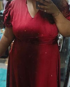 Stylish Ruched Burgundy Dress