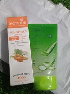 Biotique sunscreen & plum Aloe vera gel