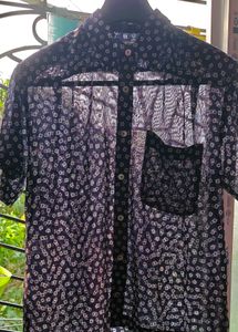 Men's Short Sleeve Printed Transparent Shirt