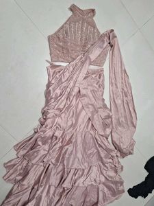 Designer Sequin Blouse & Ruffled Lehenga Set