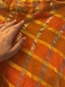 Orange &amp; Yellow Striped Ethnic Skirt