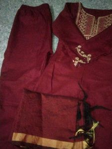 red long kurti with dupatta and trouser