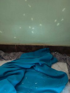 Elegant Teal Saree with Sequins