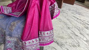 Designer saree in grey and magenta