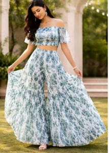 blue and white sharara