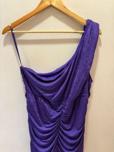 Striking Purple One-Shoulder Ruched Dress