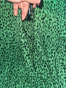 Elegant Green Leopard Print Maxi Dress