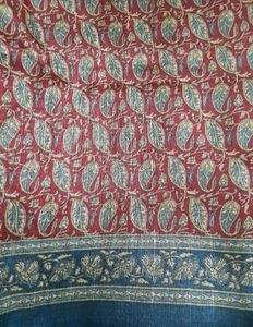 Maroon Printed Silk Cotton Saree with Blouse